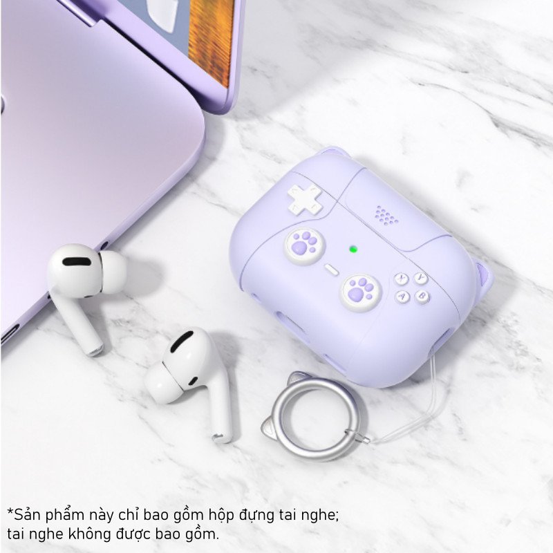 Vỏ bảo vệ tai nghe AirPods silicone chất lượng cao chống rơi chống bụi hình mèo dễ thương AirPods 3 4 màu tím hồng
