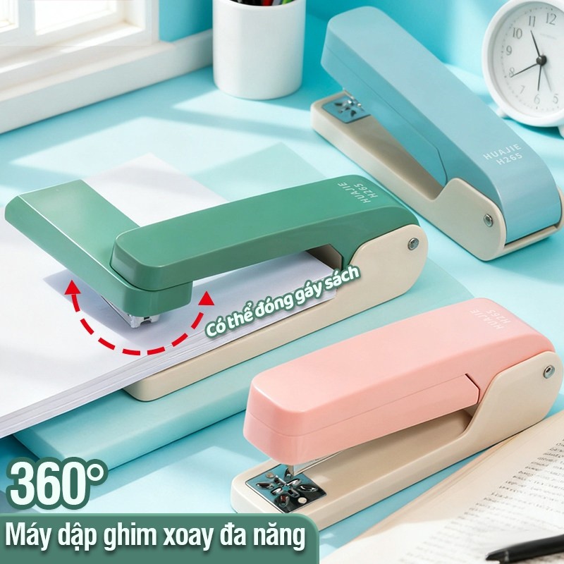 Ghim Bấm Giấy Văn Phòng Phẩm Chất Lượng, Thiết Bị Bấm Giấy Xoay 360 Độ Cho Tài Liệu