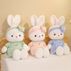 Thú nhồi bông thỏ dễ thương - 33cm, mặc váy, mềm mại bồng bềnh, trang trí nhà cửa, quà sinh nhật