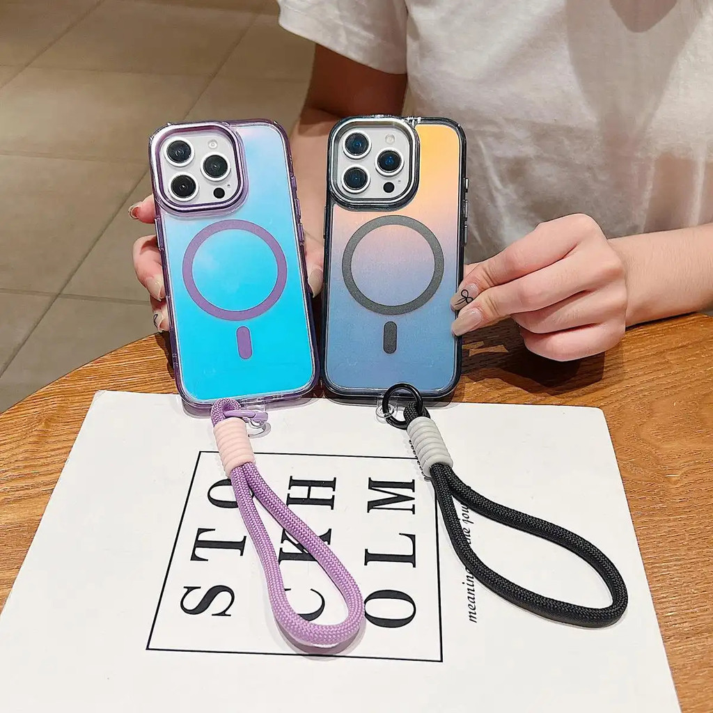 Ốp Lưng Đổi Màu Cho iPhone 16 Pro Max / 14 / 13 11 Pro Max Chống Bụi Chống Sốc Thời Trang Có Dây Buộc