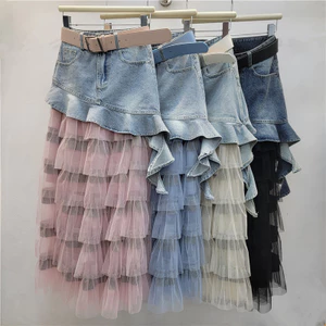 Lưới Khâu Xù Denim Midi cho Nữ - Phong Cách Mới Mùa Hè 2026