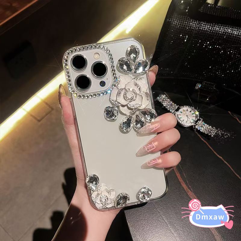 Ốp Điện Thoại Hoa 3D Sang Trọng Cho Redmi Note 15 14 13 Pro Plus 12 Turbo 11 Pro Plus 11E 11 SE 11T Pro Plus 11S 4G 5G Vỏ Kim Cương Hồng Lấp Lánh Trong Suốt Mềm