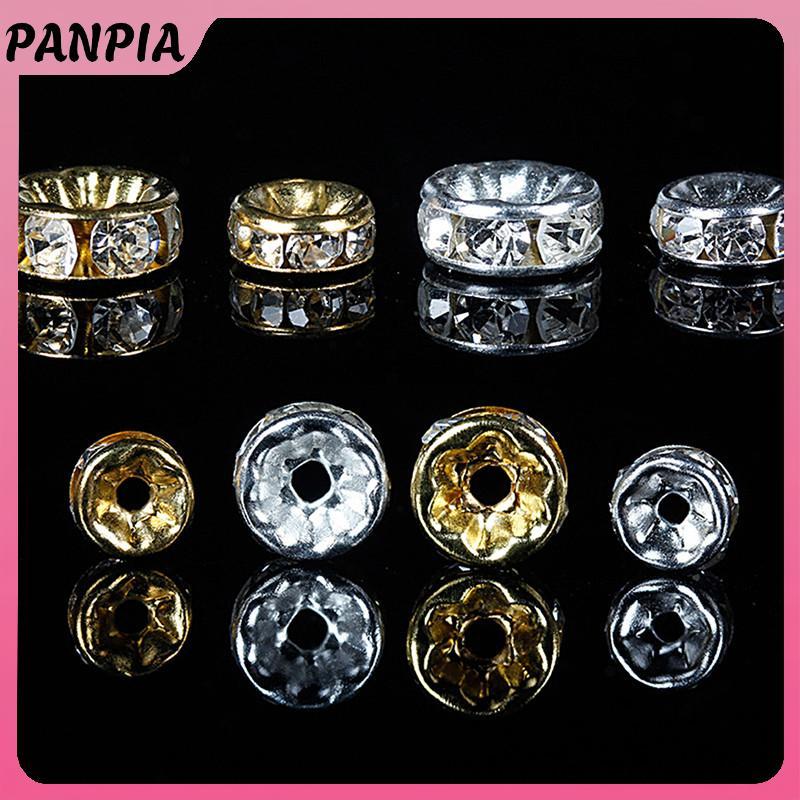 PNPIA - 100 Hạt Rondelle Giả Kim Cương Bạc Vàng Pha Lê, Size 6mm &amp; 8mm, Mới Cho DIY