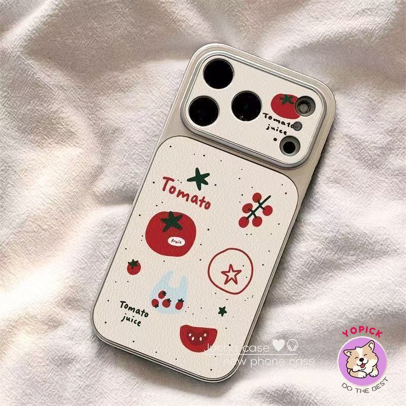 Ốp điện thoại cà chua đơn giản Iphone 17 Pro Max iPhone 16 Pro 16 Plus skin 15 Pro Max cover silicone 14 Pro chống rơi 13 mẫu nữ full coverage Cửa sổ lớn KNTP