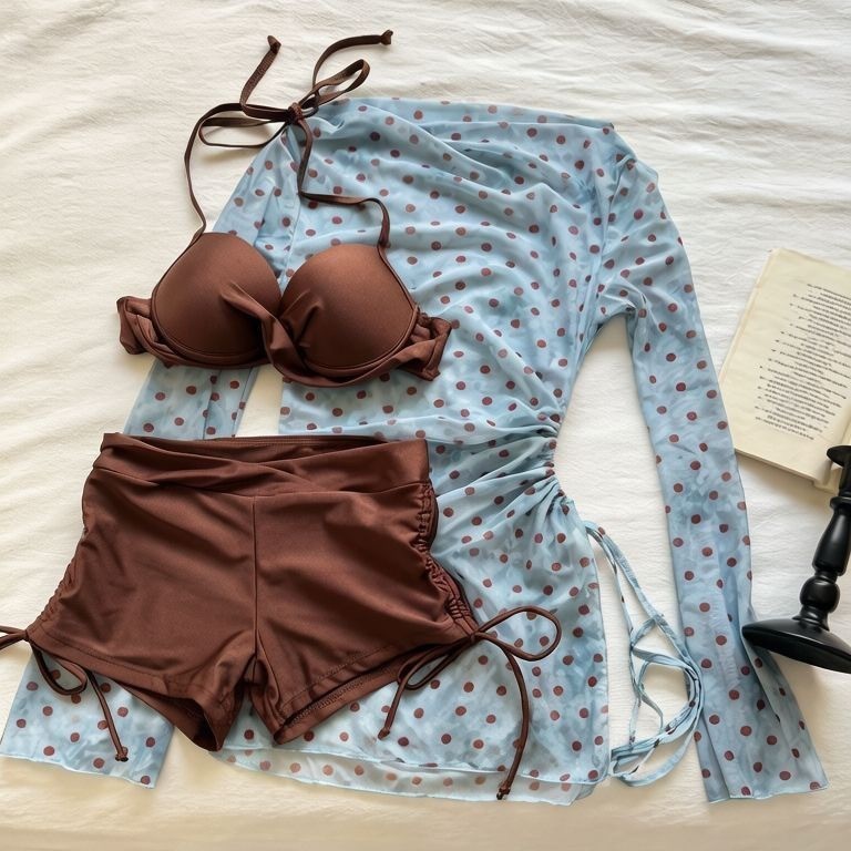 Bikini Ba Mảnh Polka Dot, Phù Hợp Cho Kỳ Nghỉ Suối Nước Nóng