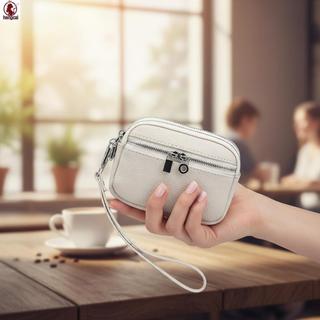 Túi đeo chéo Mini nữ có dây kéo đôi Ví đựng tiền xu dung tích lớn Ví da PU