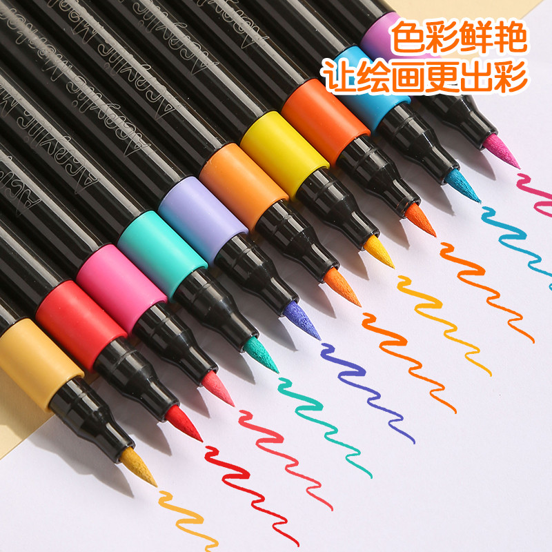 Đen Thùng Mềm Đầu Acrylic Bút Đánh Dấu Nghệ Thuật Học Sinh Trẻ Em Graffiti Bút Màu Nước Xếp Chồng Màu Không Dây Giấy 2026.3.27