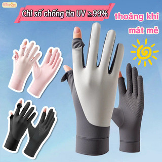 【BabyJoy】găng tay chống nắng bằng lụa băng mềm mại,chống tia UV UPF50+,mỏng nhẹ thoáng khí,lái xe và thể thao