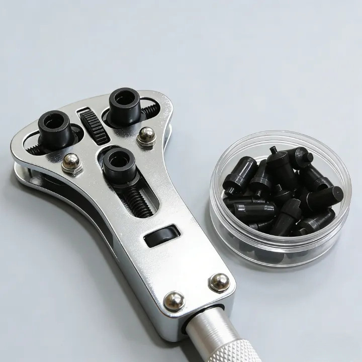 Vam mở đáy đồng hồ 3 chấu kèm phụ kiện đầy đủ 3 chấu / Ba chấu،Kèm đầu thay / Bộ đầu thay، Mở nắp lưng đồng hồ