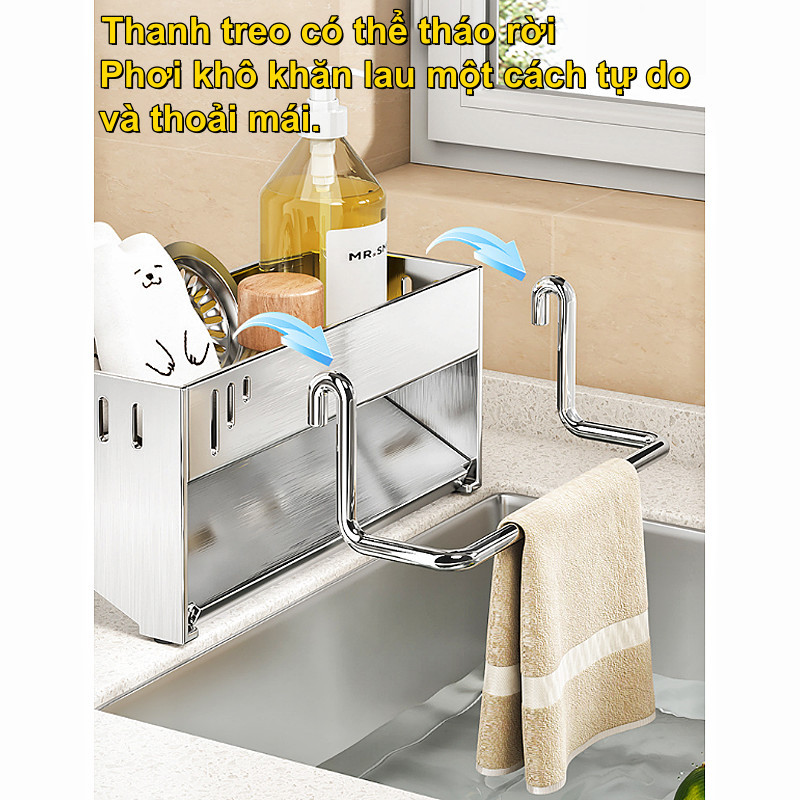 Giá để đồ rửa chén đa năng–thép carbon chống gỉ,đáy nghiêng thoát nước tự động,tiết kiệm không gian