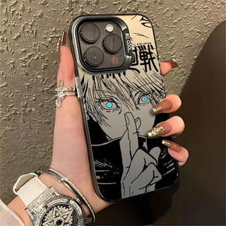 Anime Jujutsu Kaisen Gojo Ốp Lưng Cho Xiaomi Redmi Note 15 14 13 Pro Plus Note 11 11S Note15 Laser Cứng IMD Đơn Giản Vỏ Chống Sốc Giáp Chống Va Đập Sang Trọng Mạ Điện