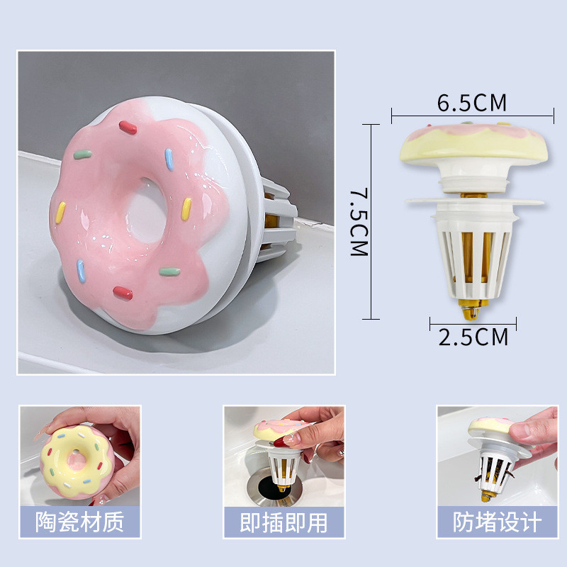 Donut Ceramic Bounce Core Drainer Chậu rửa loại đẩy phích cắm khử mùi