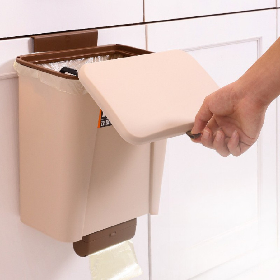 Thùng Rác Treo Tủ Bếp – Thùng Rác Nhà Tắm Dán Tường Có Nắp Đậy Thông Minh [màu ngẫu nhiên]