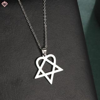 Mặt dây chuyền thép không gỉ thiết kế Heartagram Star Heart, phong cách cổ điển và đơn giản