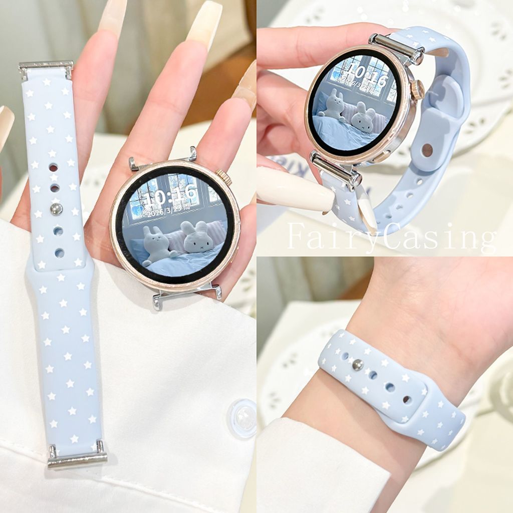 Dây đeo silicon 18mm 20mm 22mm cho Samsung Galaxy Watch 8 7 6 5 4 Classic 5Pro Active Star Print Band Vòng tay