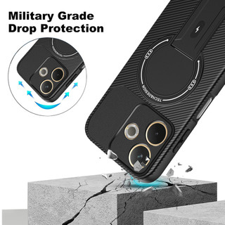 Dành Cho OPPO A5 Pro 5G Ốp điện thoại Carbon Tecture Lưng Cứng Cạnh Mềm Có Thể Gập Lại Đế Chống Sốc Chống Rơi Mỏng Bao