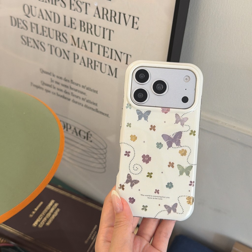 Ốp lưng iPhone hình bướm hoa phù hợp cho iPhone 17 Pro Max, 17, 16, 15, 14 và 13