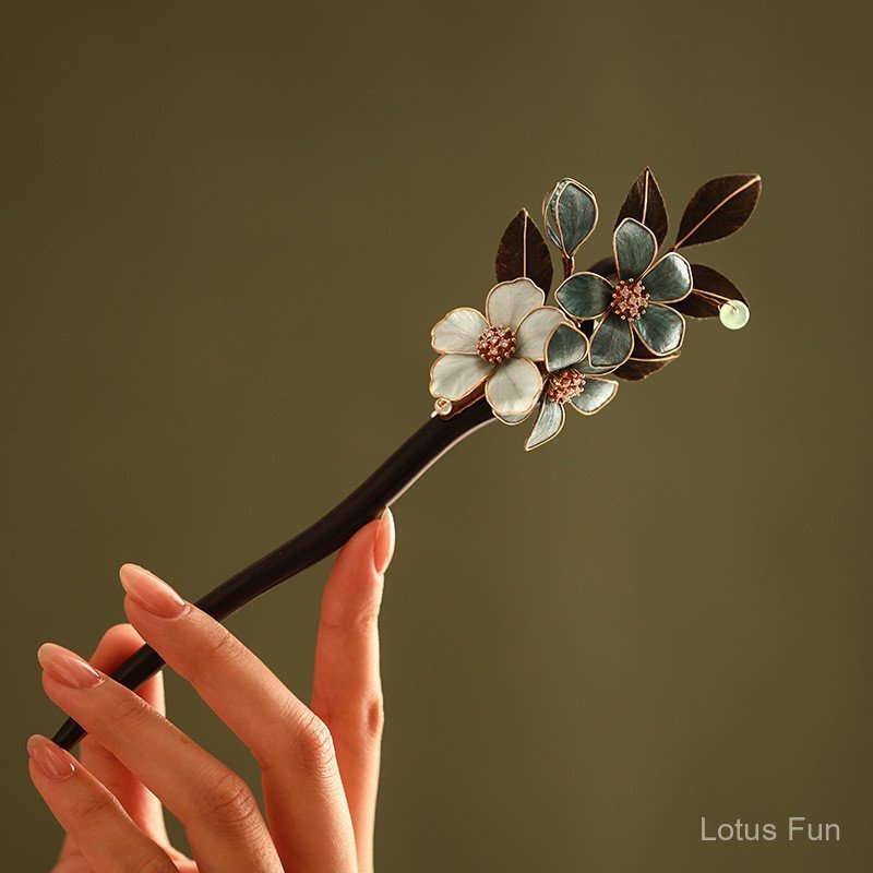 Phụ kiện kẹp tóc handmade phong cách cổ điển Trung Quốc, gỗ đàn hương hoa vintage, phù hợp cho hanfu và áo sườn xám