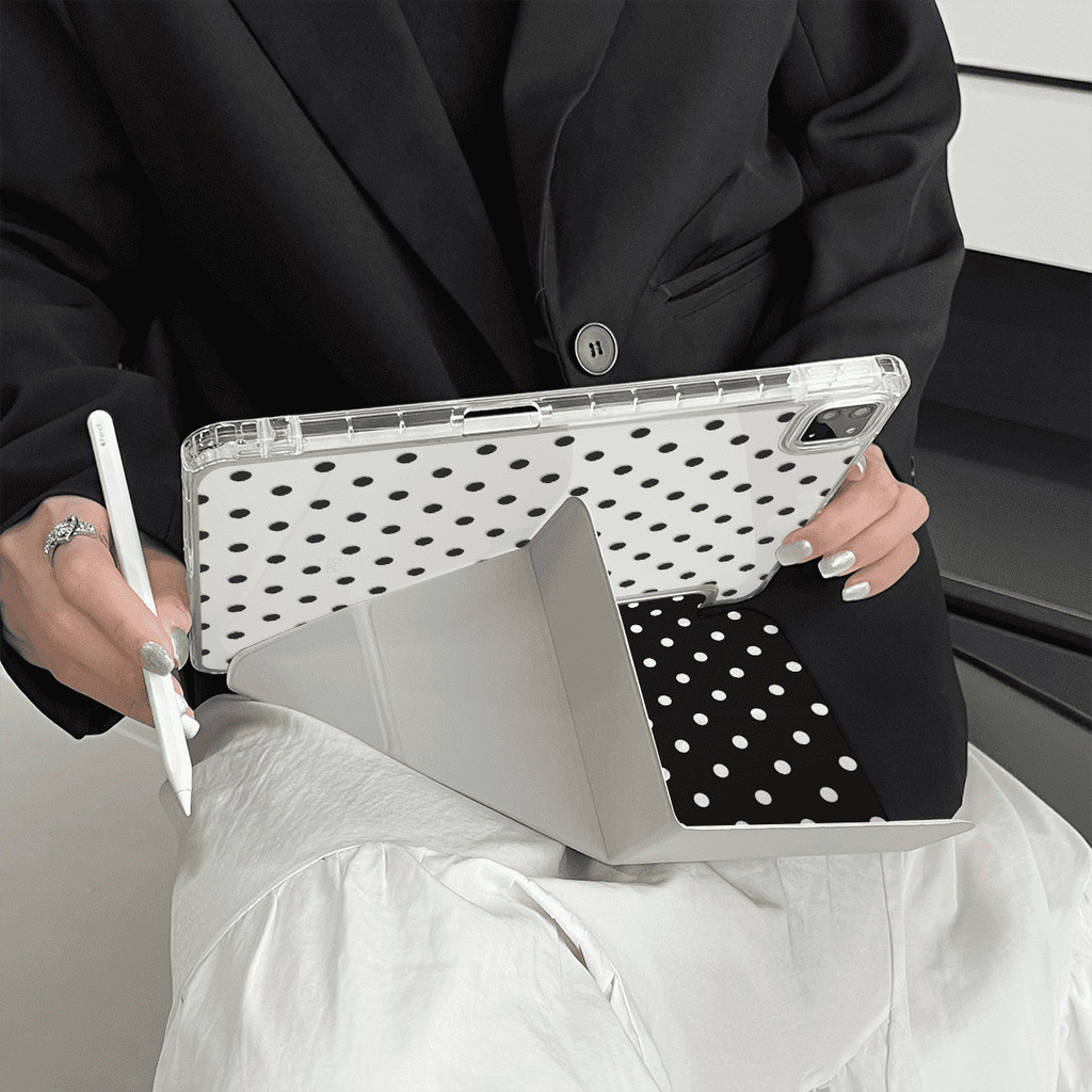 Vỏ Da Trong Suốt Lilac Polka Chậu Cho Mini6 Mini7 A17Pro IPad 5 6 7 8 9 10 11 A16 12 A19 Air 2 3 4 5 6 7 Air 11 M2 M3 M4 2026 Pro10.5 Pro11 M4 M5 Pro13 2024 2025