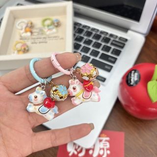 Mặt dây chuyền túi ngựa OAKANDME, Linh vật ngựa Móc khóa mặt dây chuyền ngựa linh vật may mắn, Trang trí năm sáng tạo Móc khóa búp bê Quà tặng cặp đôi