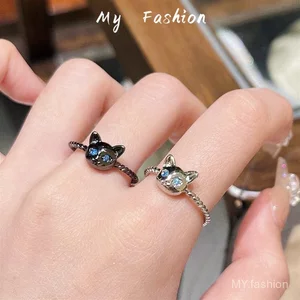 Nhẫn mèo dễ thương retro, có thể điều chỉnh size - Cặp đôi độc đáo cho bạn gái