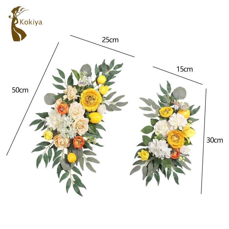 2x Hoa Lụa Handmade Lá Xanh Trung Tâm Vòng Hoa Phông Nền Hoa Cho Cửa Trước Lễ Cưới Xe Cưới Nhà