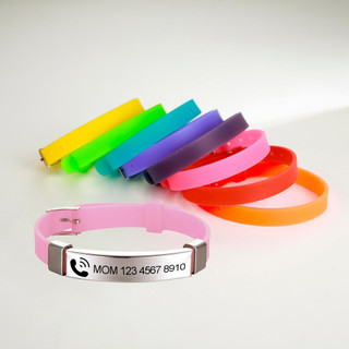 Vòng tay bé chống mất bằng silicone mềm, tùy chỉnh khắc tên và số điện thoại