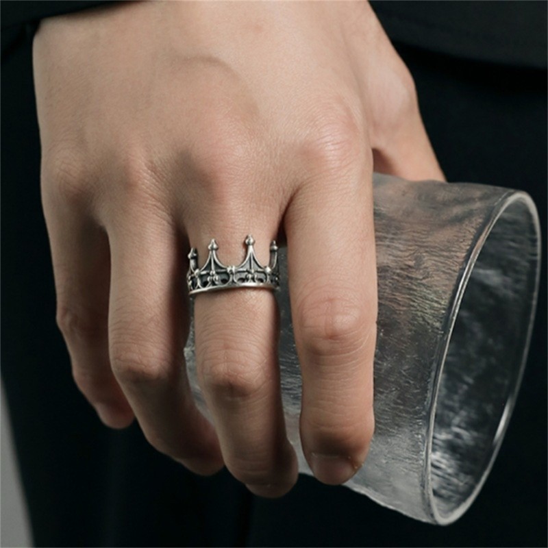 Wellb Crown Chủ Đề Mở Nhẫn Với Kích Thước Ngón Tay Có Thể Điều Chỉnh Kết Cấu Hợp Kim Vintage Ngón Tay Trang Sức Thích Hợp Cho Thời Trang Wom