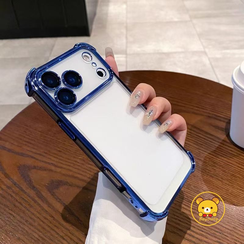Mạ bốn đầu trong suốt cho Redmi Note 15 Pro Plus Turbo 5 A7 Pro Xiaomi Poco X8 M8 Pro Max 5G 4G Ốp điện thoại mềm trong suốt Ốp lưng chống sốc