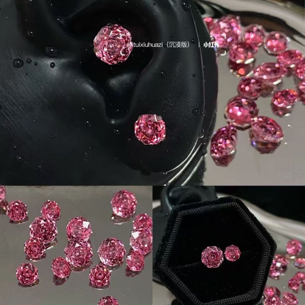 Bông tai móng ngựa hồng zircon nhấp nhánh phong cách mới nhất ZW5B