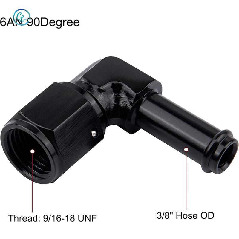 6AN Nữ toBarb 90 Độ Khuỷu Tay Xoay Phụ Kiện Ống Nhôm Barb Line Adapter Đen