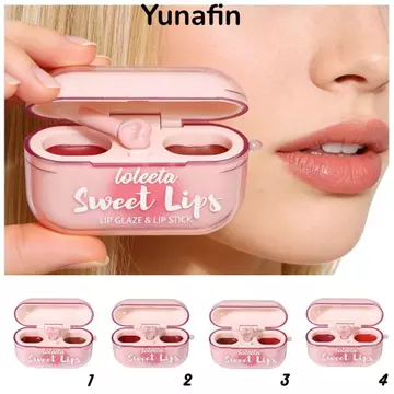 Son Môi Nhung Mờ YUNAFIN, Son Môi Khỏa Thân 2 Trong 1 Hình Tai Nghe, Son Bóng Chống Thấm Nước Chống Thấm Nước Son Bóng Trang Điểm Chuyên Nghiệp