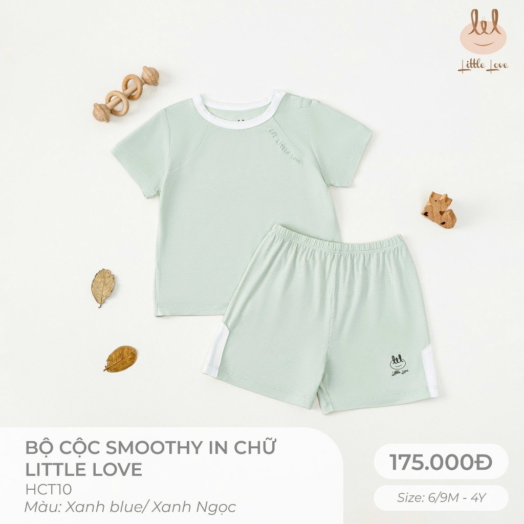 BỘ CỘC TAY VẢI SỢI TRE IN CHỮ LITTLE LOVE [ SIÊU MỀM, MÁT, MỊN CO DÃN VÀ THẤM HÚT TỐT] SZ 6/9M - 4Y (HCT10)