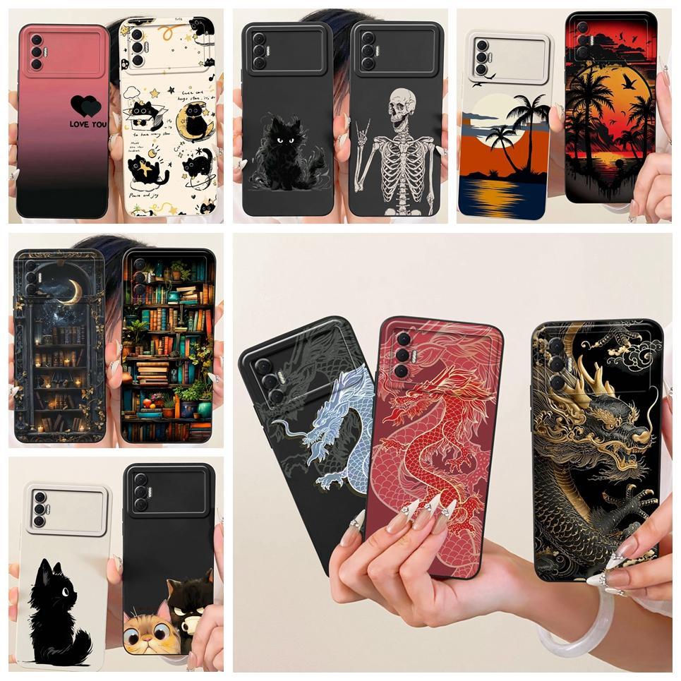 Mèo Trung Quốc Loogn Rồng Hoạt Hình Tranh Vỏ Cho Tecno Spark 8p 8c Mềm Mờ Silicon Ốp Lưng Điện Thoại Trên Spark 8 Pro Spark8
