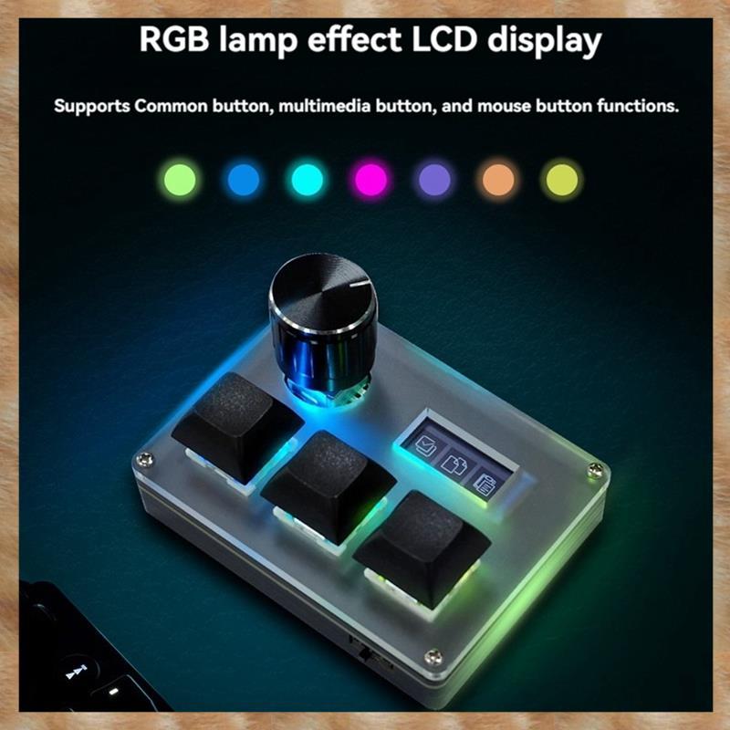 [S Z] Bàn phím tùy chỉnh có dây 3 phím Blue Switch Bàn phím chơi game OSU có núm màn hình RGB Copy Paste Shotcut Bàn phím