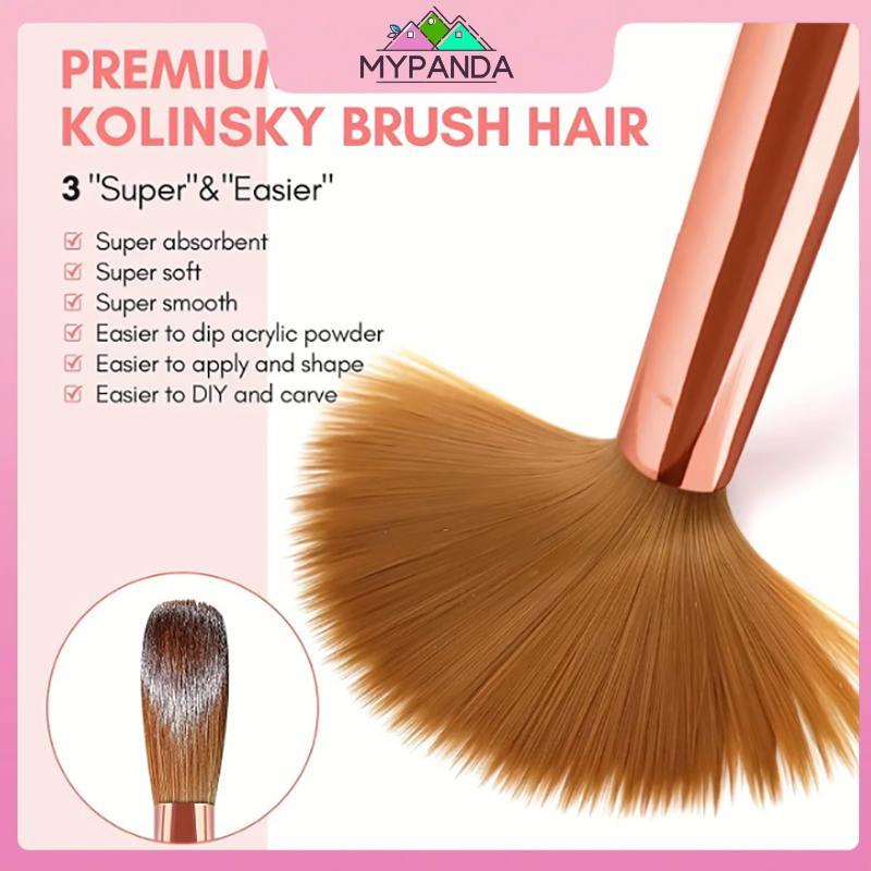 Bộ cọ acrylic 3 chiếc MYPANDA #8/10/14, bàn chải nối dài bột móng, dụng cụ nghệ thuật 3D salon