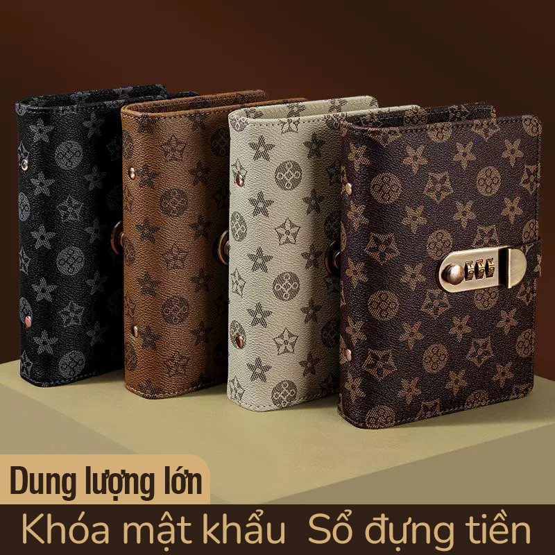 Sổ tiết kiệm đựng tiền khóa chắc chắn – Sổ bìa da PU 100 tờ dày dặn thiết kế cao cấp, hỗ trợ theo dõi thu chi rõ ràng