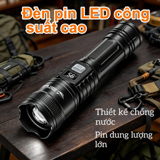 Đèn pin LED mạnh công suất cao | Thiết kế chống nước Sạc USB cầm tay Hoạt động ngoài trời di động phổ thông