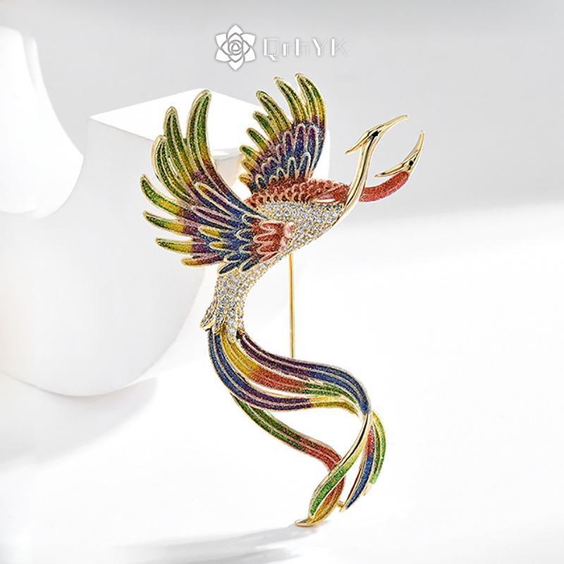 Trâm cài áo hình phượng hoàng vintage thời trang cao cấp, phù hợp cho cả nam và nữ