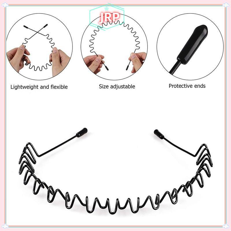 JRP Unisex Kim Loại Sóng Mùa Xuân Tóc Hoop La Chống Trơn Trượt Thể Thao Ngoài Trời Đơn Giản Băng Đô Quấn Tóc Cho Nữ Mặt Rửa Mũ Đội Đầu JRP