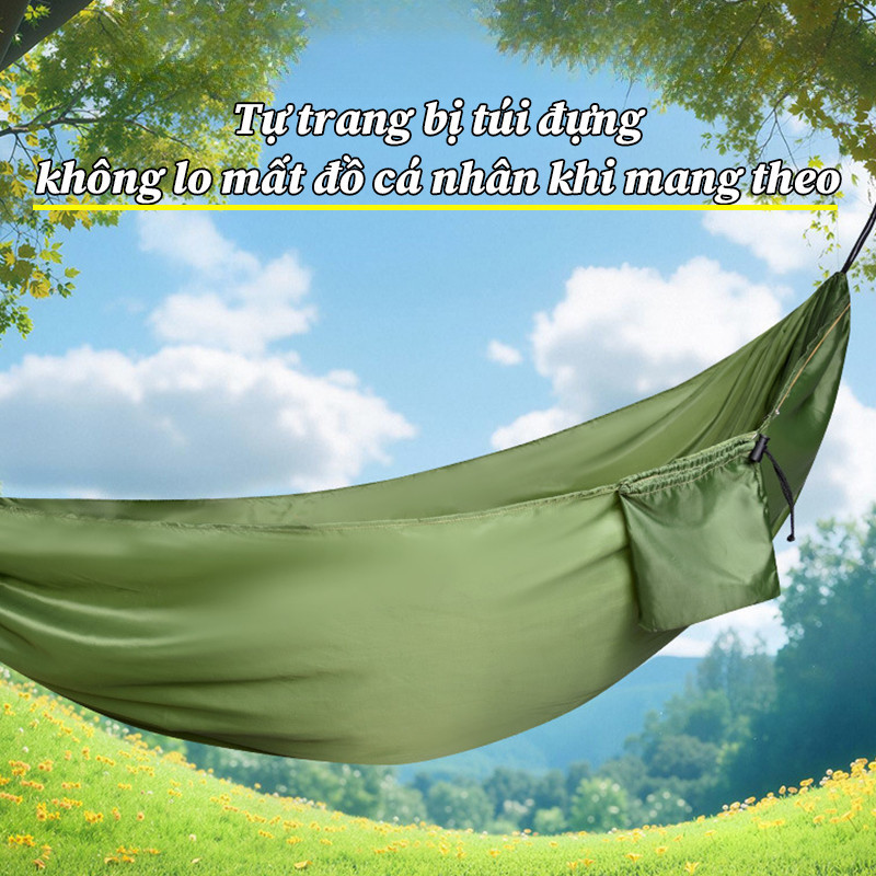 Võng Dù Siêu Nhẹ Chống Lật, Túi Cất Gọn 1 Khối,Chịu Tải 250kg,Lý Tưởng Cho Camping-Du Lịch-Dã Ngoại