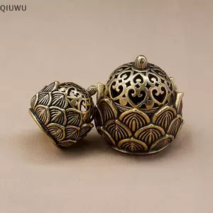 QIUWU 1 Đồng Retro Hoa Sen Nhỏ Rỗng Ra Hương Sti Burner Đồng Hương Giá Đỡ Có Nắp Trang Trí Nhà Cửa Gỗ Đàn Hương.