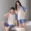 Cặp Đôi Bộ Đồ Ngủ Nữ Ngắn Tay Quần Short Ice Silk Thoáng Mát Mùa Hè Loungewear Một Nam Một Nữ Modal Phù Hợp Với