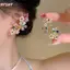 HFSHY - Bông tai hoa zircon nhiều màu sắc dành cho nữ, phù hợp thời trang bé gái và làm quà tặng tiệc
