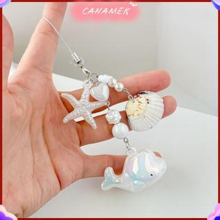 CANAMEK 1 Đại Dương Cá Voi Móc Khóa Sao Biển Vỏ Charm Mặt Dây Chuyền Móc Khóa Trang Sức Cho Bé Gái Nữ Tặng Túi Trang Trí CSF