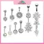 MYPANDA - Bộ 9 Nhẫn Rốn Pha Lê Kim Cương Giả, Trang Sức Xỏ Xuyên Charming