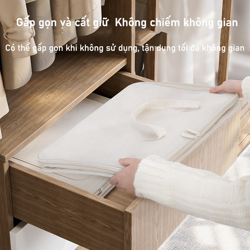 Túi/Giỏ Đựng Quần Áo Chăn Ga Cỡ Lớn Cao Cấp - Vải Cotton & Lanh, Có Thể Gấp Gọn, Đa Năng, Đựng Chăn Màn & Hành Lý