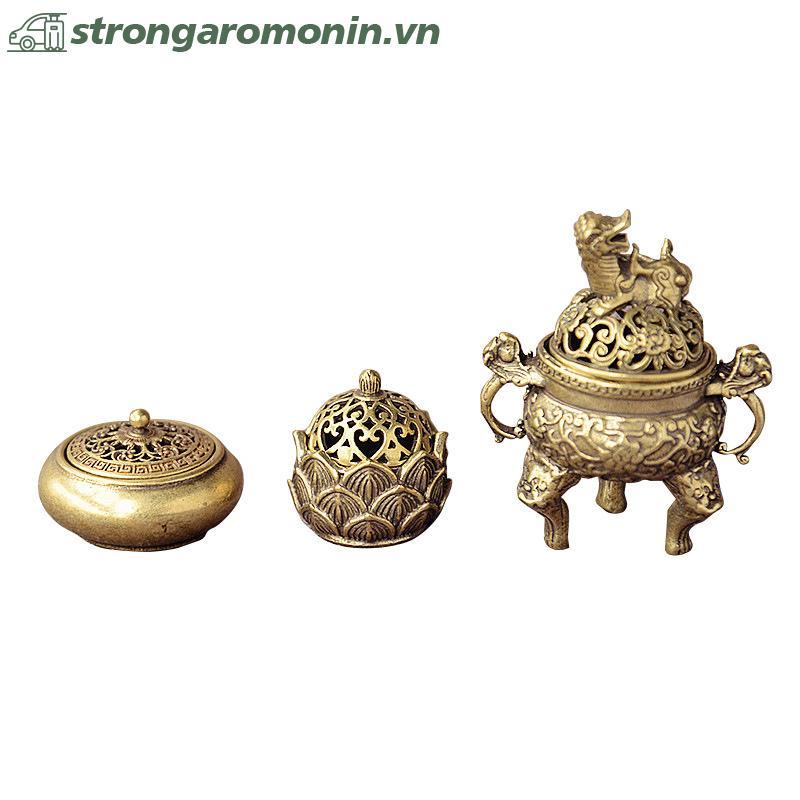 ST Đồng Thau Túi Sen Jiuding Hương Rỗng Hương Mini Lư ST