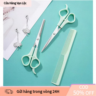 【vạn】Bộ kéo cắt tỉa tóc 3 chi tiết kèm lược, thích hợp để cắt tóc mái, tỉa đuôi và tạo kiểu đơn giản tại nhà.