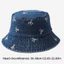 Mũ ngư dân Denim DAYBREAK, Mũ xô mềm có thể gập lại, Nơ thoáng khí thêu vành rộng Mũ chống nắng đi biển